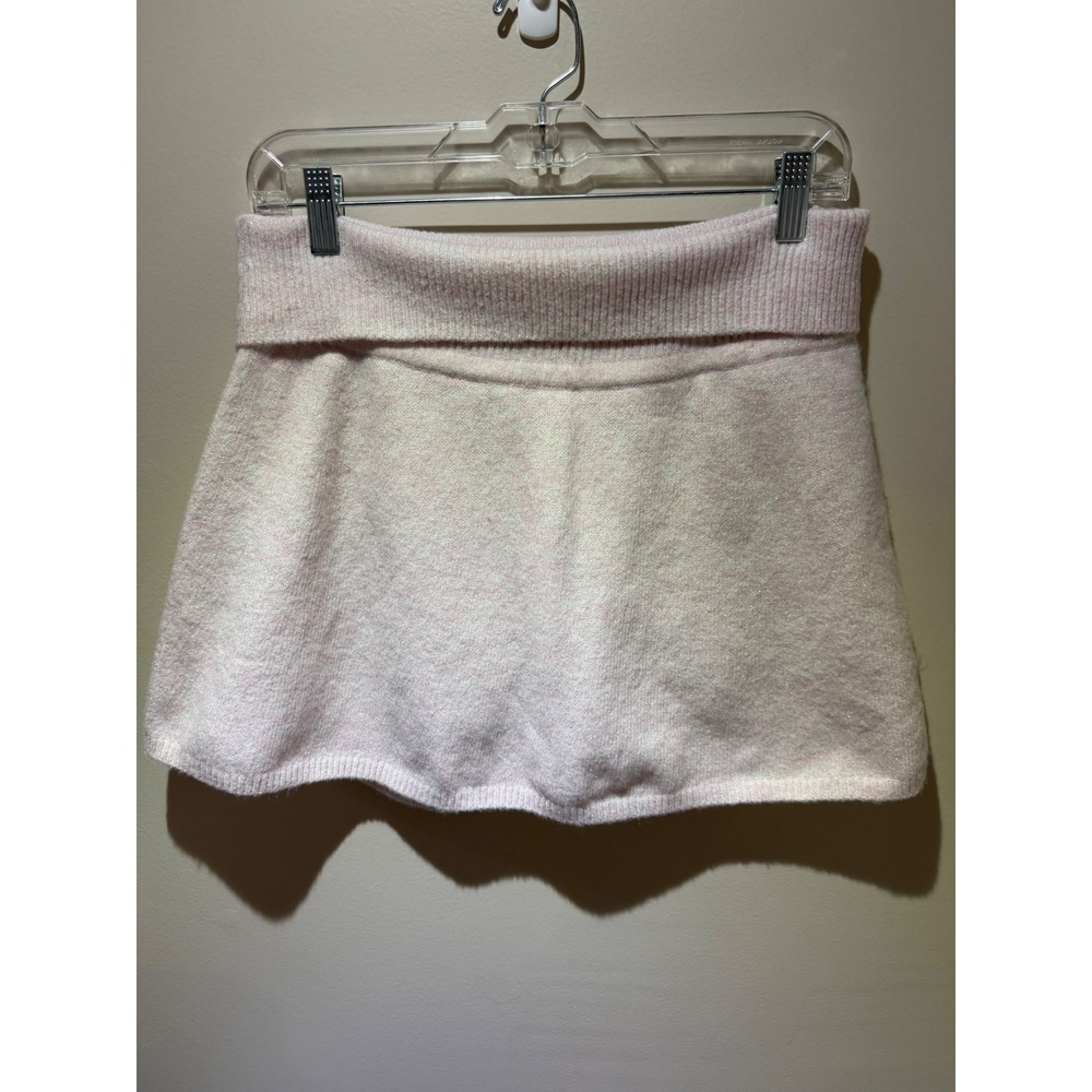 Victoria's Secret PINK Light Pink Metallic Knit Skort Small Mini Skirt Shorts